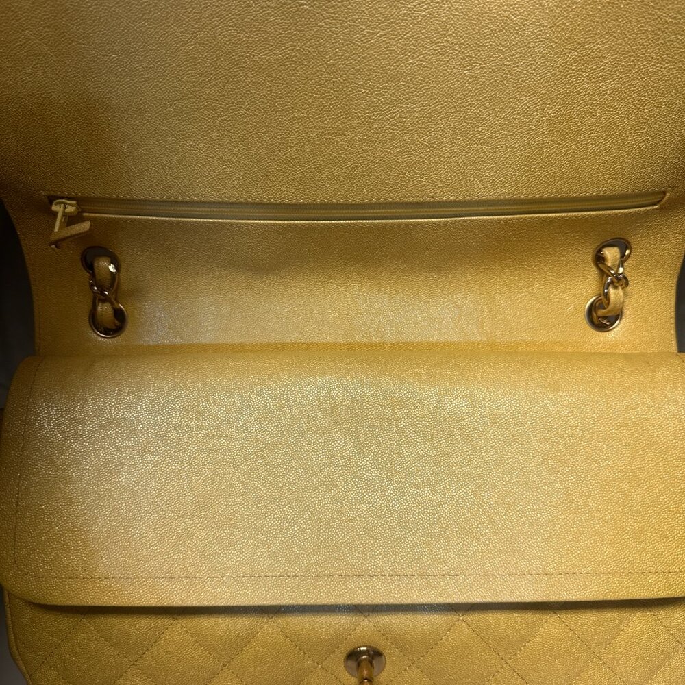 Chanel Yellow Iridescent Quilted Caviar Double Flap Bag - Picture 5 of 11
